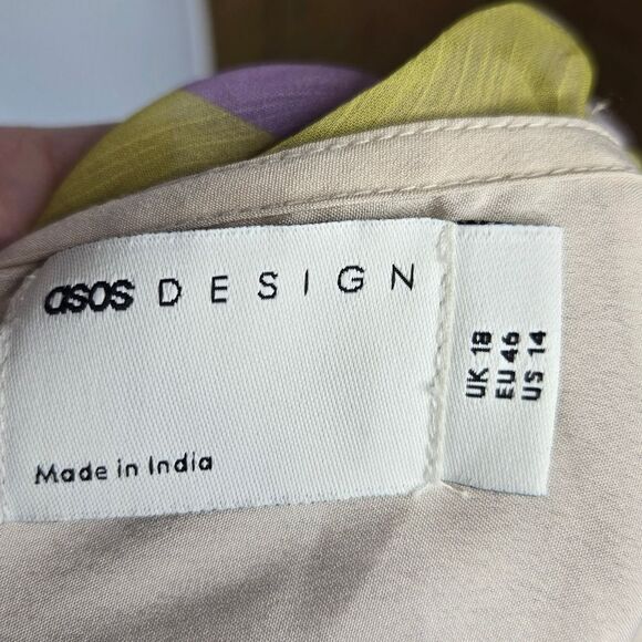 ASOS Design pastel kawaii ruffle asymmetric maxi dress in abstract print 14 - Picture 3 of 7